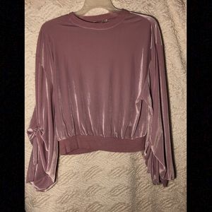 Express Velour Top with Detailed Sleeves